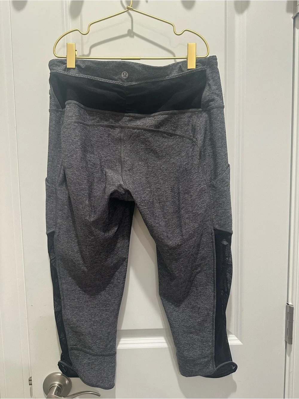 lululemon athletica Dark Gray Cropped Leggings with Side Mesh Panels